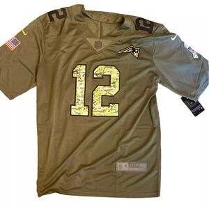 Tom Brady New England Patriots Salute To Service Nike Jersey Large Military #12